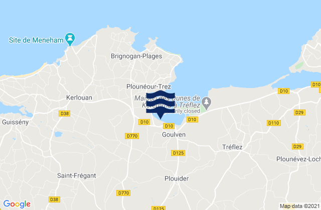 Lesneven, Franceの潮見表地図