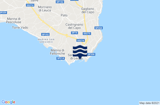 Leuca, Italyの潮見表地図