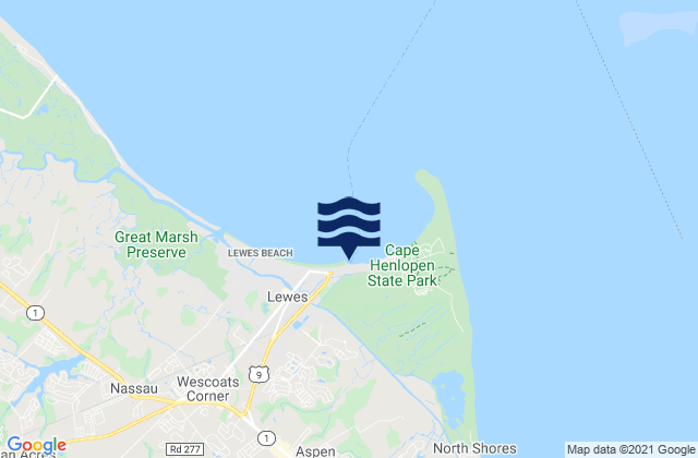 Lewes (breakwater Harbor), United Statesの潮見表地図