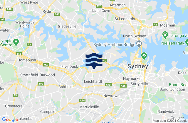 Lewisham, Australiaの潮見表地図