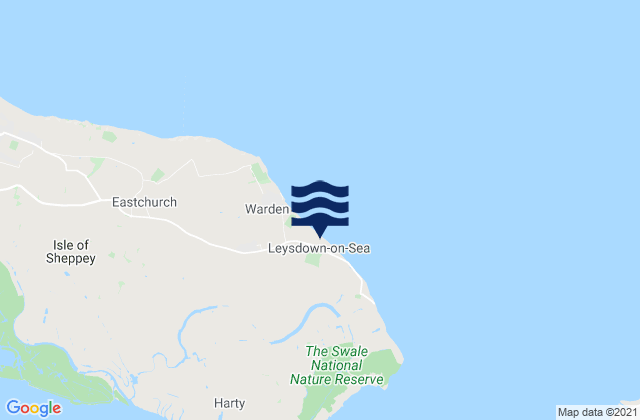Leysdown-on-Sea, United Kingdomの潮見表地図