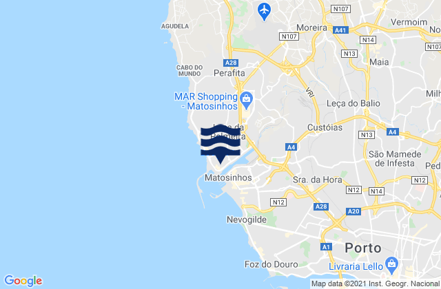 Leça da Palmeira, Portugalの潮見表地図