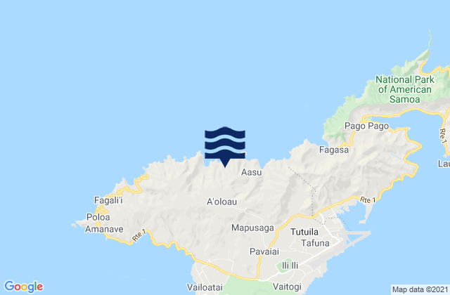 Leāsina County, American Samoaの潮見表地図
