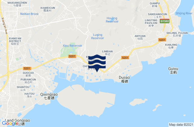 Lianhecun, Chinaの潮見表地図