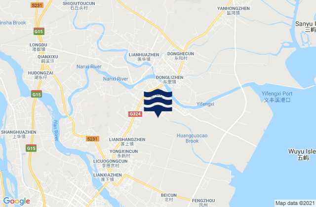 Lianshang, Chinaの潮見表地図