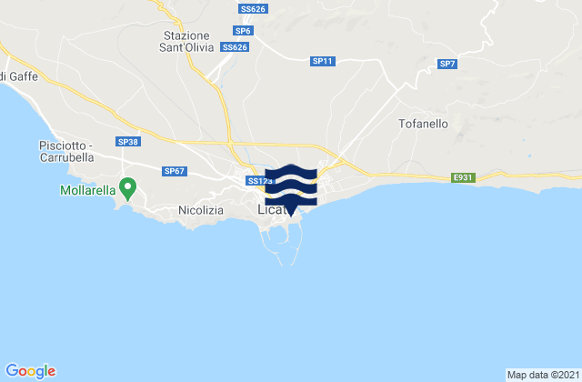 Licata, Italyの潮見表地図