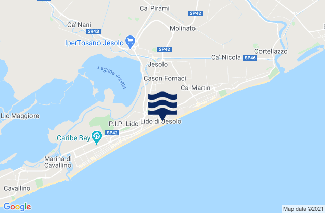 Lido di Jesolo, Italyの潮見表地図