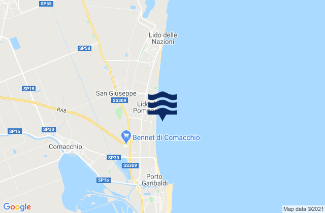Lido di Pomposa-Lido degli Scacchi, Italyの潮見表地図
