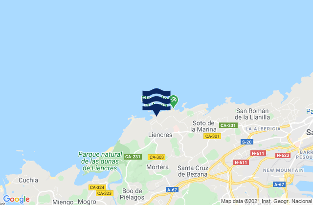 Liencres, Spainの潮見表地図