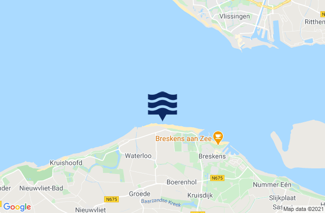 Lighthouse of Breskens, Netherlandsの潮見表地図