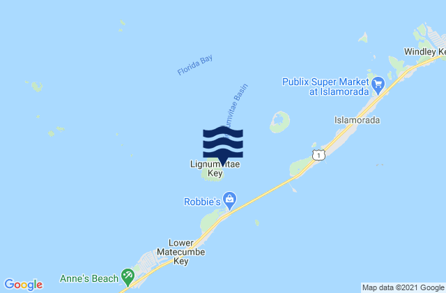 Lignumvitae Key (NE Side Florida Bay), United Statesの潮見表地図