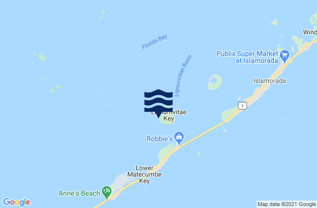 Lignumvitae Key West Side Florida Bay, United Statesの潮見表地図