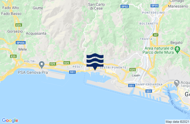 Liguria, Italyの潮見表地図