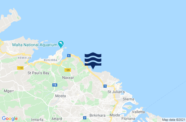 Lija, Maltaの潮見表地図