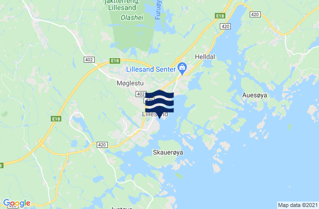 Lillesand, Norwayの潮見表地図