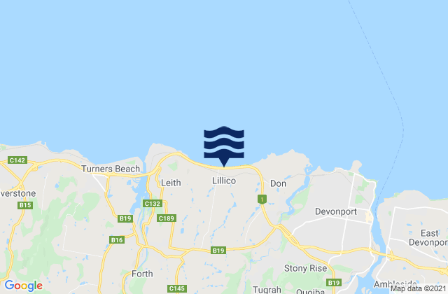 Lillico Beach, Australiaの潮見表地図