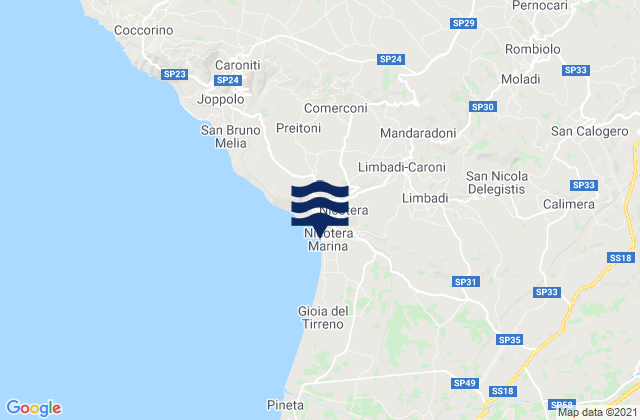Limbadi-Caroni, Italyの潮見表地図