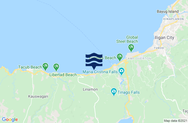 Linamon, Philippinesの潮見表地図
