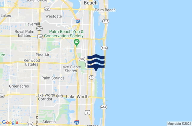 Linda Lane Beach, United Statesの潮見表地図