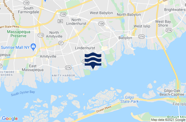 Lindenhurst, United Statesの潮見表地図