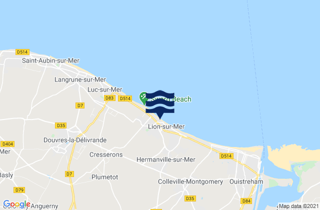 Lion-sur-Mer, Franceの潮見表地図