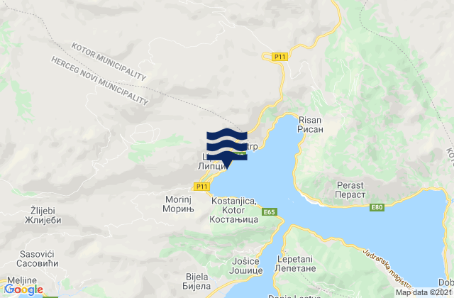 Lipci, Montenegroの潮見表地図