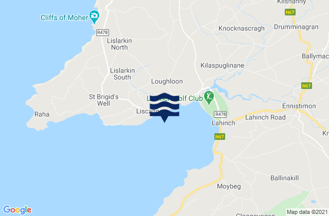 Liscannor, Irelandの潮見表地図