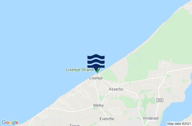 Liseleje, Denmarkの潮見表地図