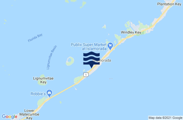 Little Basin Upper Matecumbe Key Florida Bay, United Statesの潮見表地図
