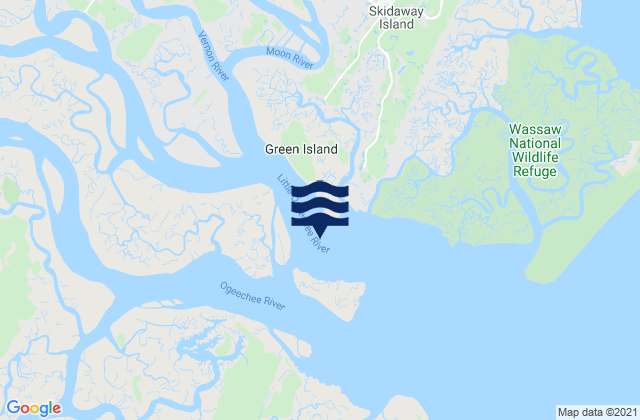 Little Don Island east of Vernon River, United Statesの潮見表地図