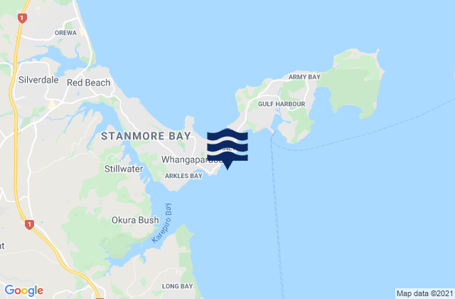Little Manly Beach, New Zealandの潮見表地図