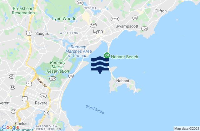 Little Nahant Cupola 0.6 n.mi. west of, United Statesの潮見表地図