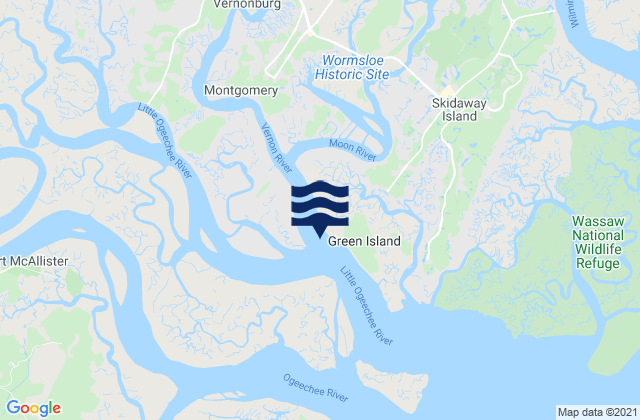 Little Ogeechee River Entrance north of, United Statesの潮見表地図