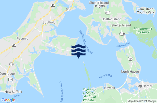 Little Peconic Bay entrance, United Statesの潮見表地図