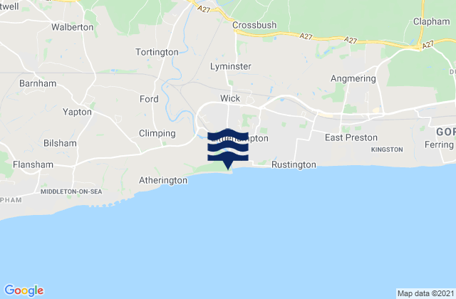 Littlehampton West Beach, United Kingdomの潮見表地図