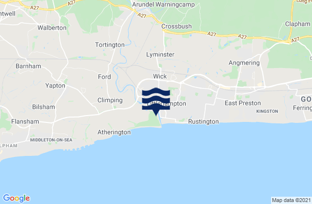 Littlehampton, United Kingdomの潮見表地図