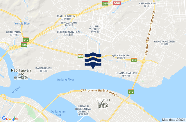 Liushi, Chinaの潮見表地図