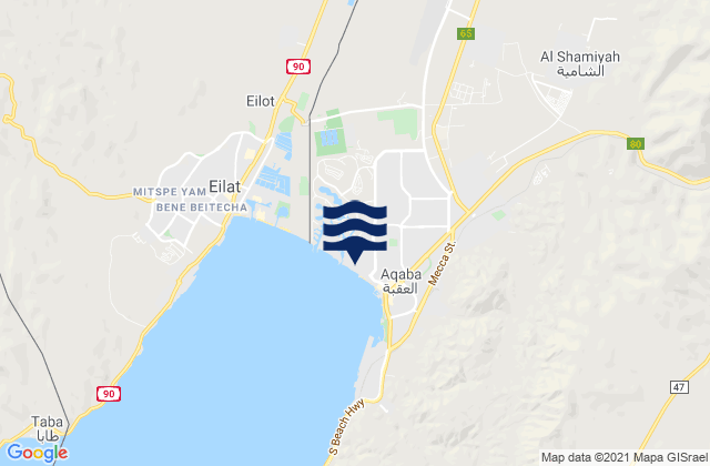 Liwā’ Qaşabat al ‘Aqabah, Jordanの潮見表地図