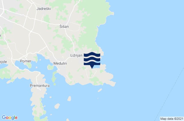 Ližnjan-Lisignano, Croatiaの潮見表地図