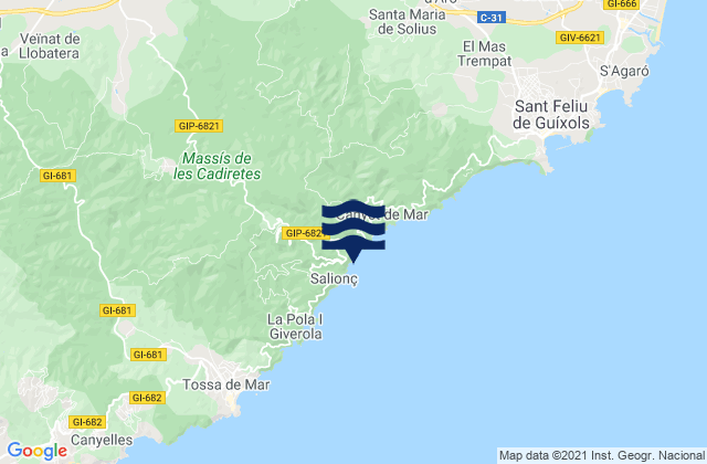 Llagostera, Spainの潮見表地図