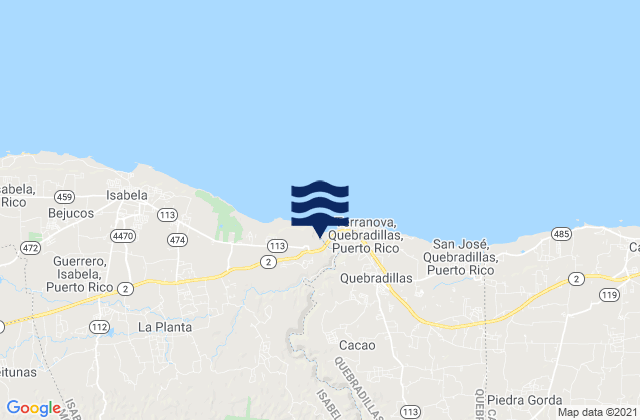 Llanadas Barrio, Puerto Ricoの潮見表地図