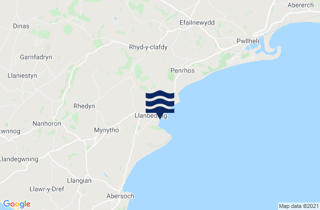 Llanbedrog Beach, United Kingdomの潮見表地図