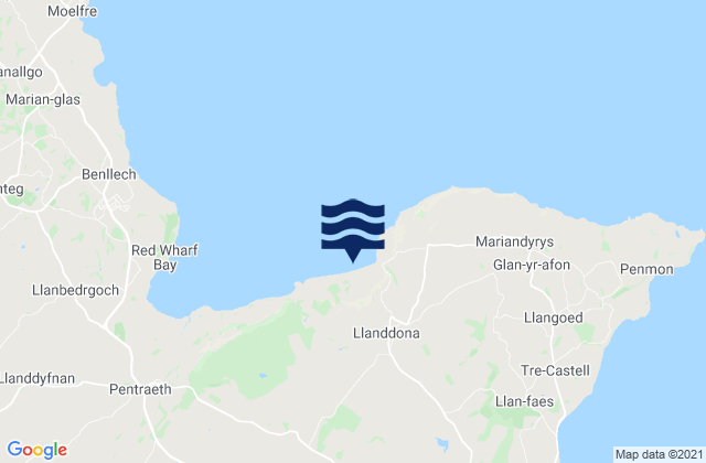 Llanddona Beach, United Kingdomの潮見表地図