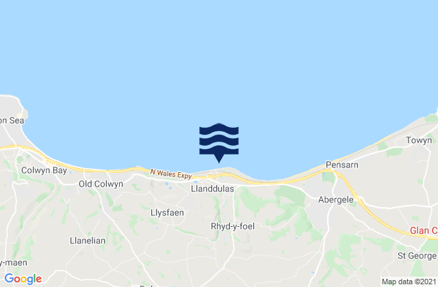 Llanddulas Beach, United Kingdomの潮見表地図
