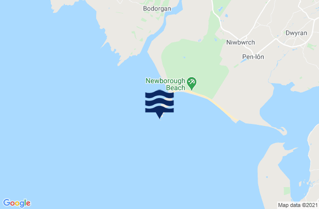 Llanddwyn Island, United Kingdomの潮見表地図