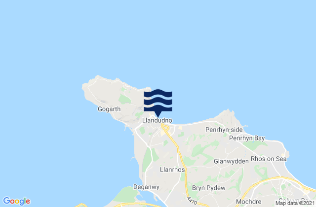 Llandudno - North Shore Beach, United Kingdomの潮見表地図