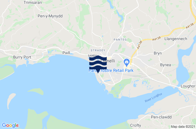 Llanelli, United Kingdomの潮見表地図