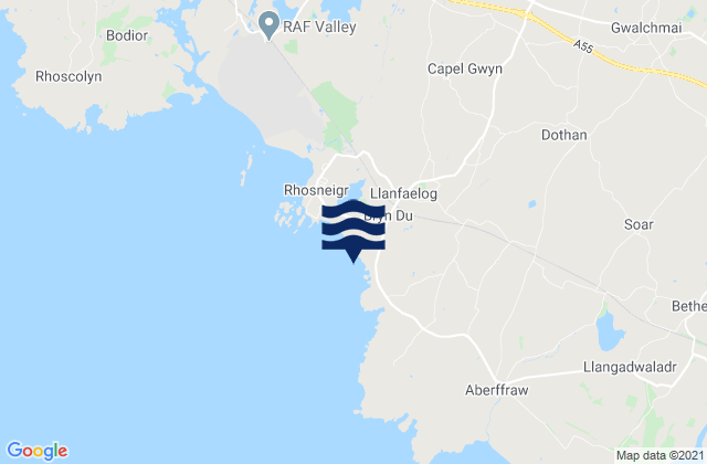 Llanfaelog Beach, United Kingdomの潮見表地図