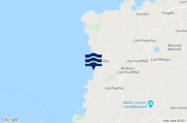 Llanfaethlu, United Kingdomの潮見表地図
