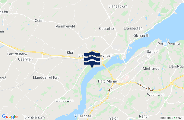 Llanfairpwllgwyngyll, United Kingdomの潮見表地図